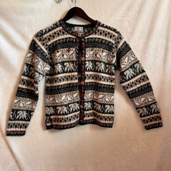 Rafa made in Peru 100% Alpaca button up cardigan guesstimate size small - Picture 1 of 9